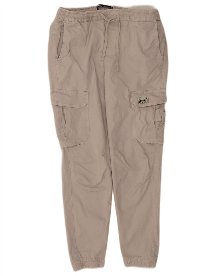 Zara Mens Joggers Cargo Calças Médio W31 L28 Algodão Cinza