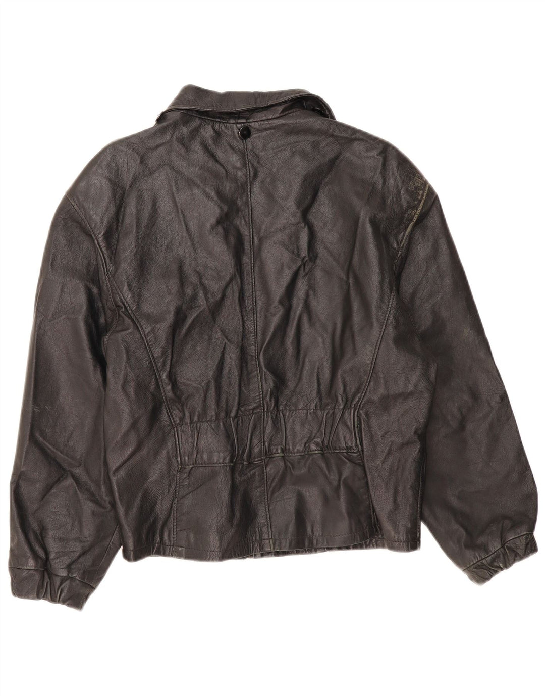 Jaqueta de couro feminina vintage IT 46 grande couro preto