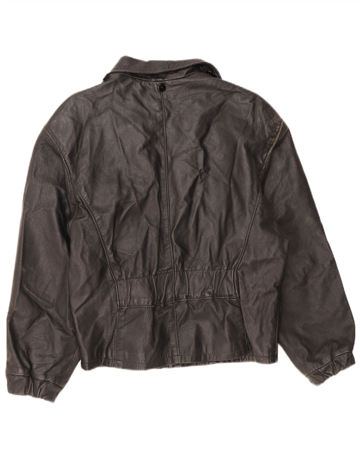 Jaqueta de couro feminina vintage IT 46 grande couro preto