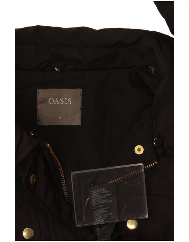 Jaqueta acolchoada feminina Oasis UK 14 poliéster preto médio