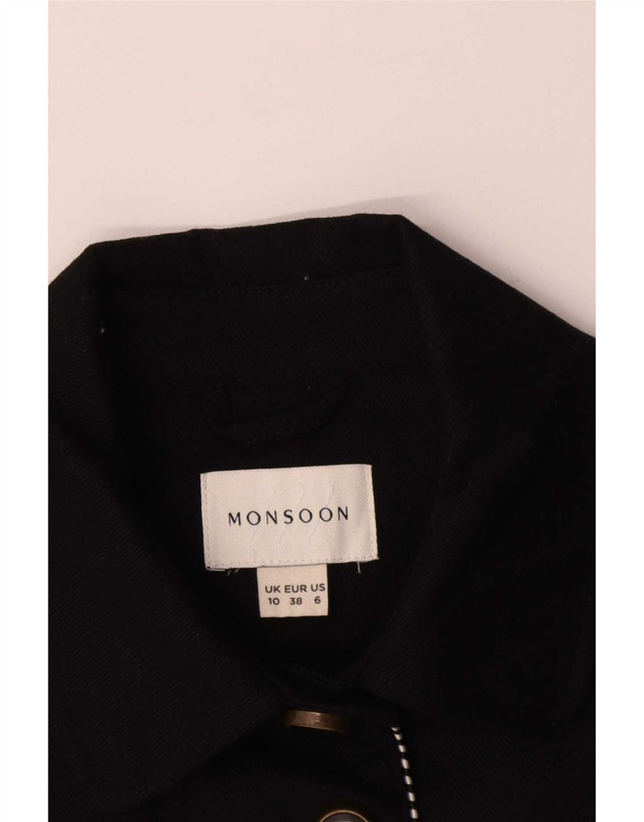 Monsoon Womens 5 Button Blazer Jacket UK 10 Small Black Cotton