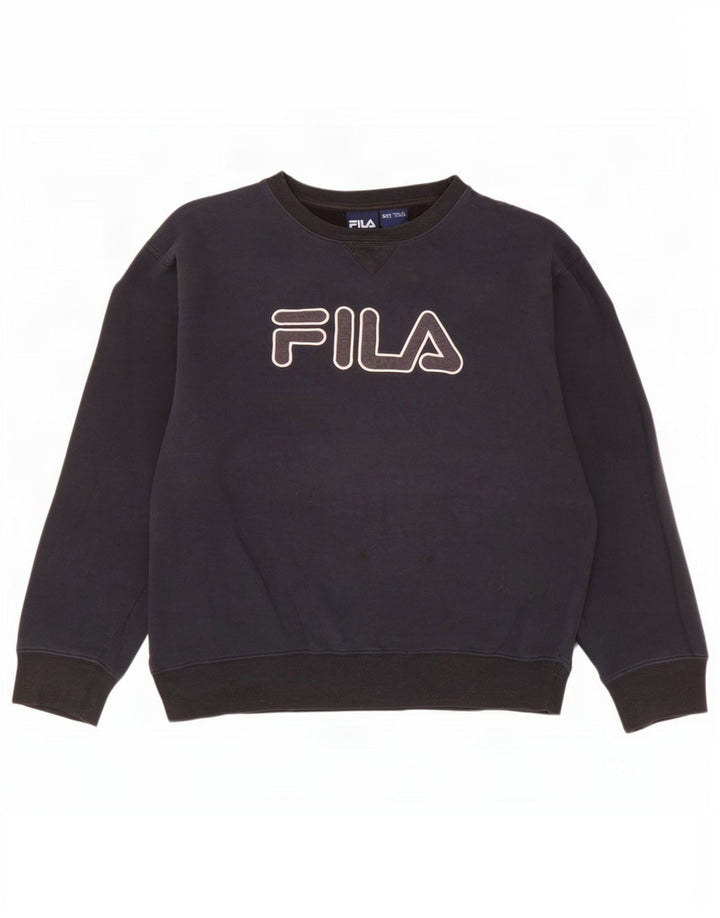 Fila moletom gráfico masculino jumper 2XL algodão azul marinho