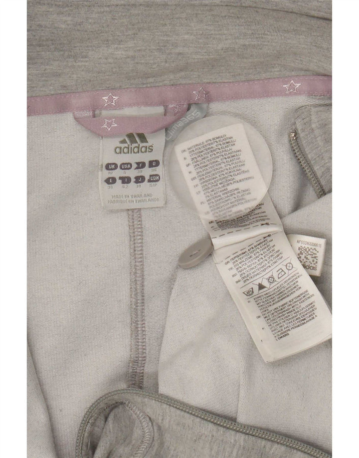 Adidas Womens Tracksuit Top Jacket UK 10 Pequeno Cinza Algodão