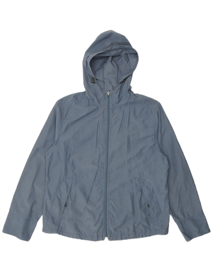 Jaqueta de chuva feminina com capuz Columbia UK 16 grande algodão azul