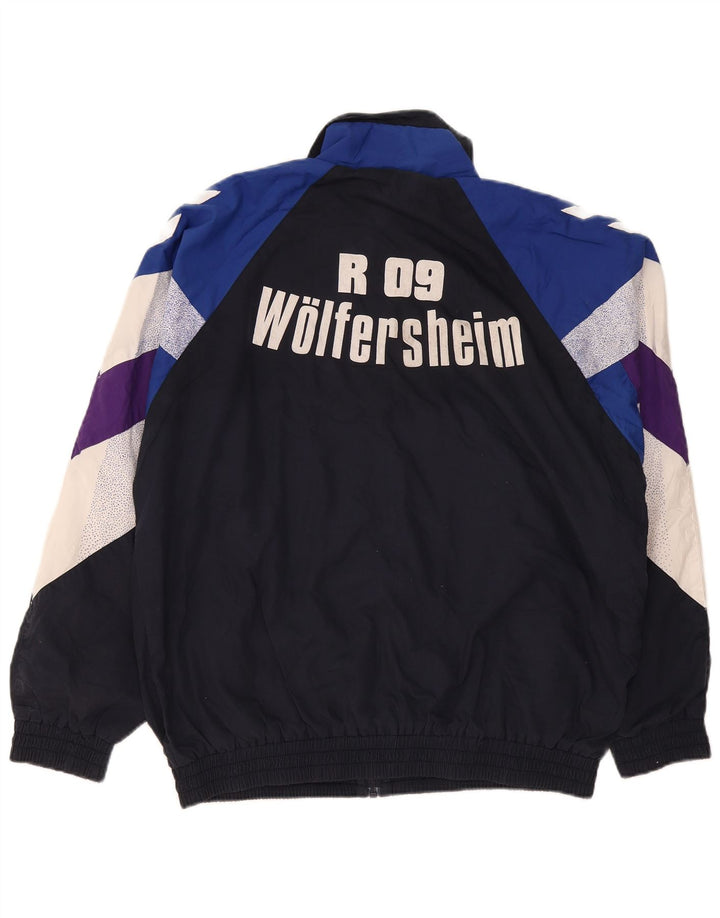 Hummel Jaqueta masculina de agasalho gráfico grande bloco colorido azul marinho