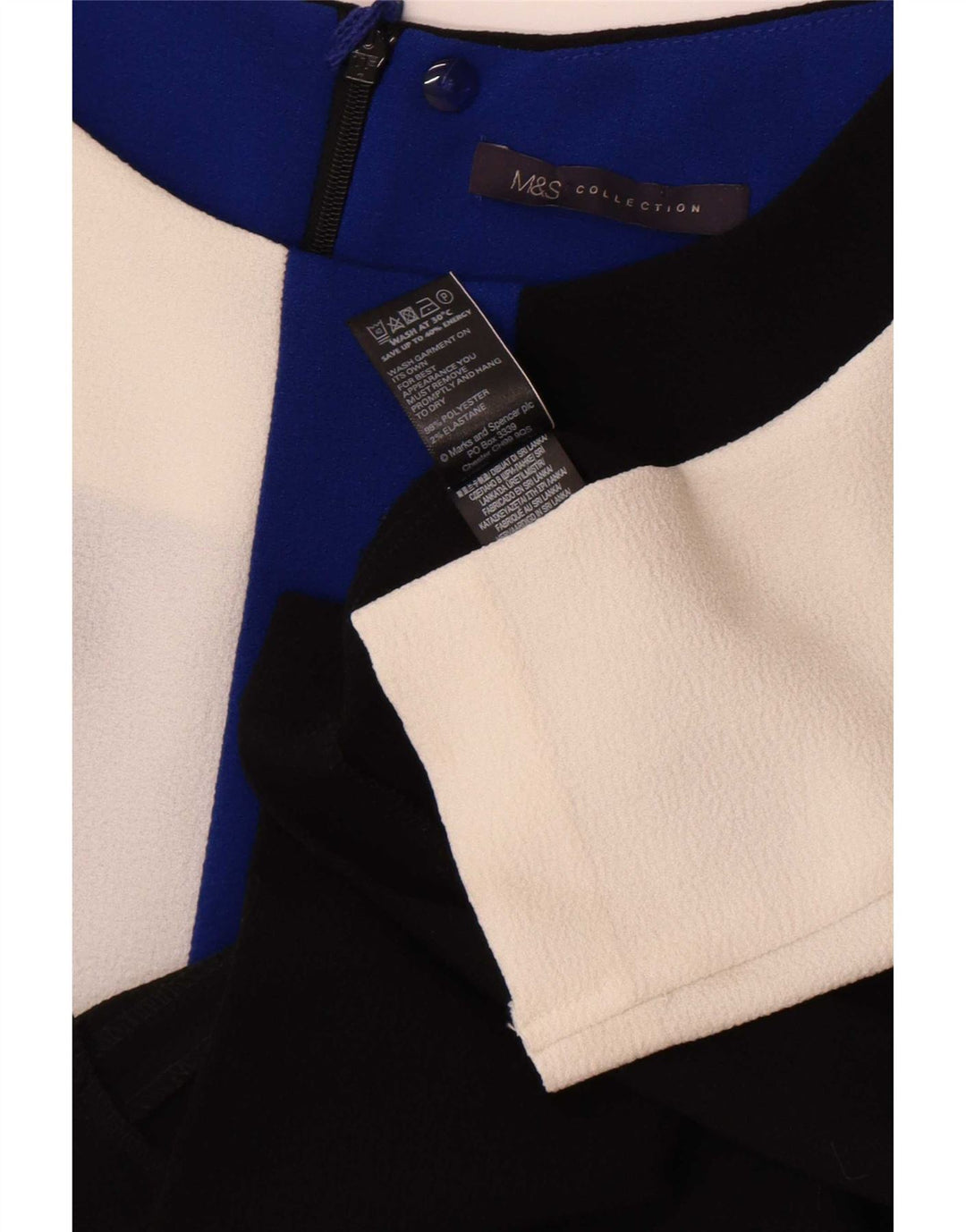 Vestido feminino Marks & Spencer UK 12 bloco colorido preto médio