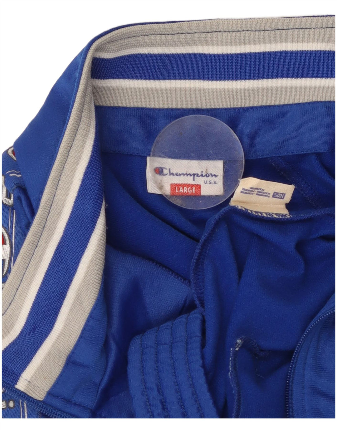 CHAMPION Jaqueta masculina de agasalho gráfico grande poliéster azul