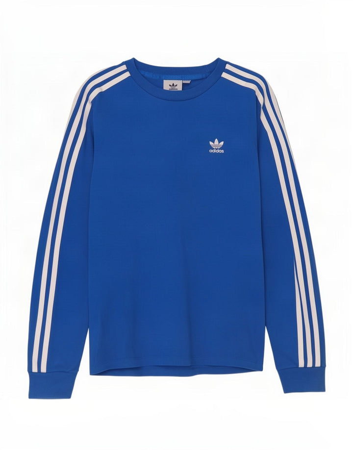 Adidas Mulher Top Manga Longa UK 8 Pequeno Azul Algodão