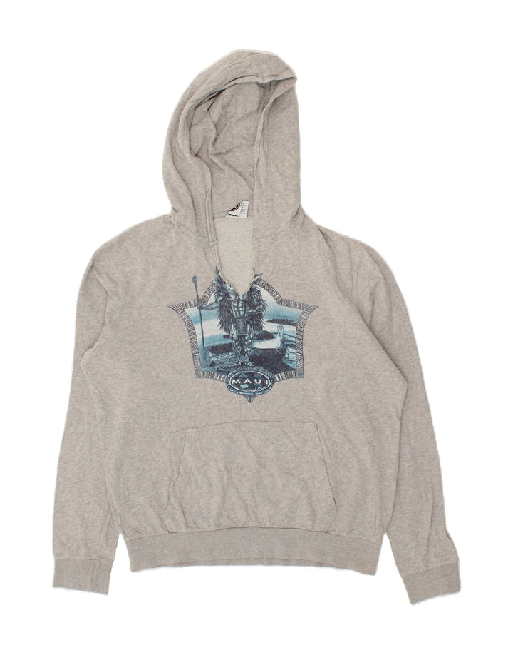 MAUI AND SONS Mens Graphic Hoodie Jumper XL Grey Cotton Vintage Maui and Sons and Second-Hand Maui and Sons from Messina Hembry 