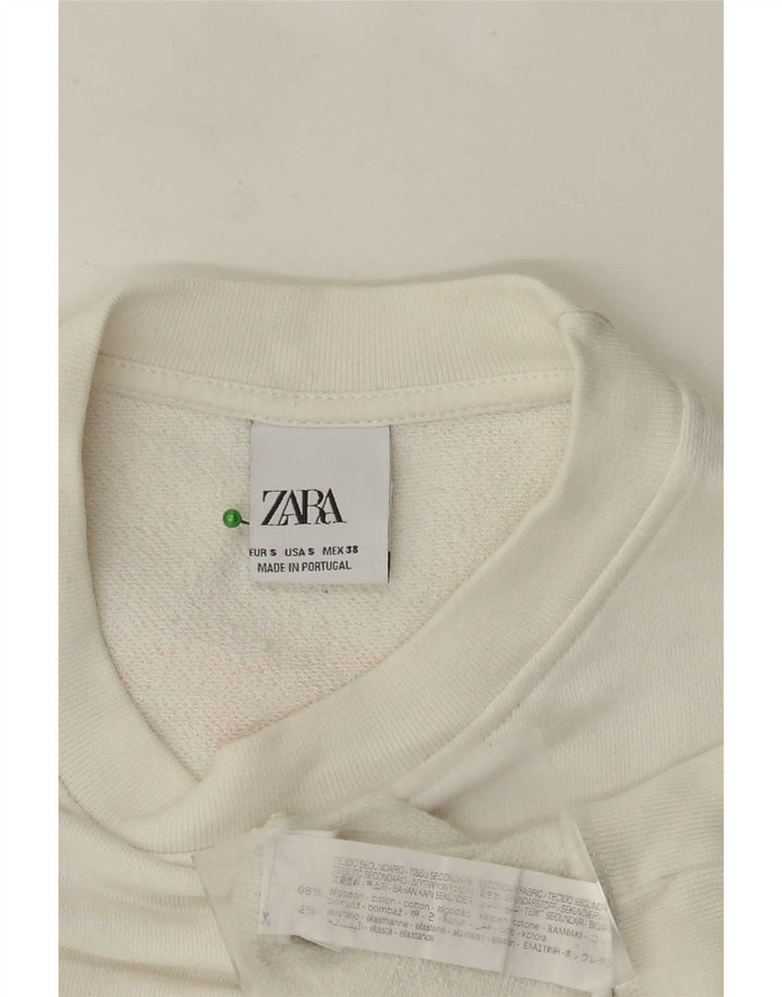 Zara moletom gráfico masculino jumper pequeno algodão branco