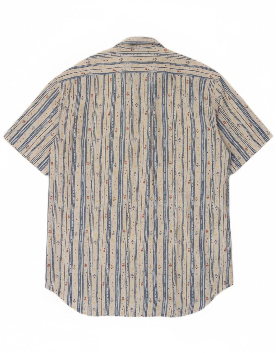 Camisa masculina de manga curta Calvin Klein de algodão listrado branco médio