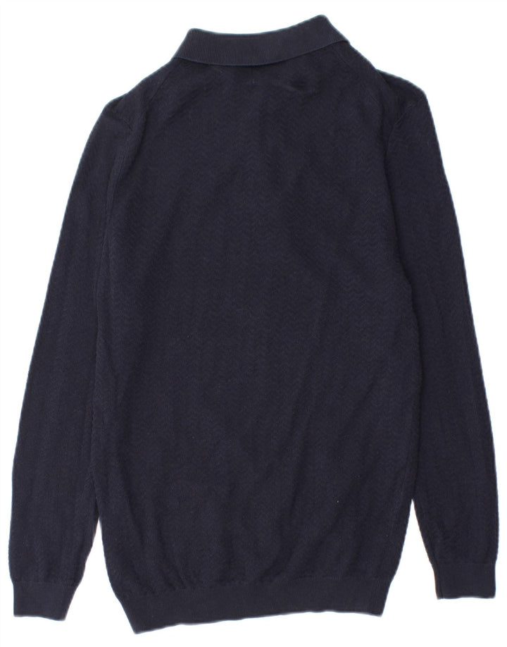 Suéter Zara masculino com gola polo médio azul marinho