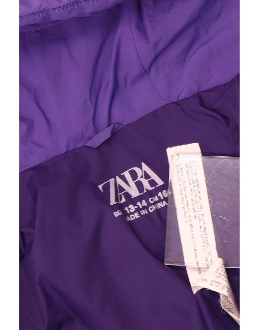 Zara Jaqueta acolchoada com capuz para meninas 13-14 anos Roxo Poliéster