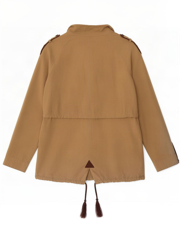 Zara Womens Military Jacket UK 10 Small Beige Cotton
