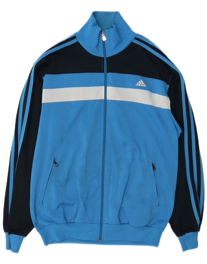 Adidas Mens Tracksuit Top Jacket UK 36/38 Pequeno Azul Colorblock Poliéster