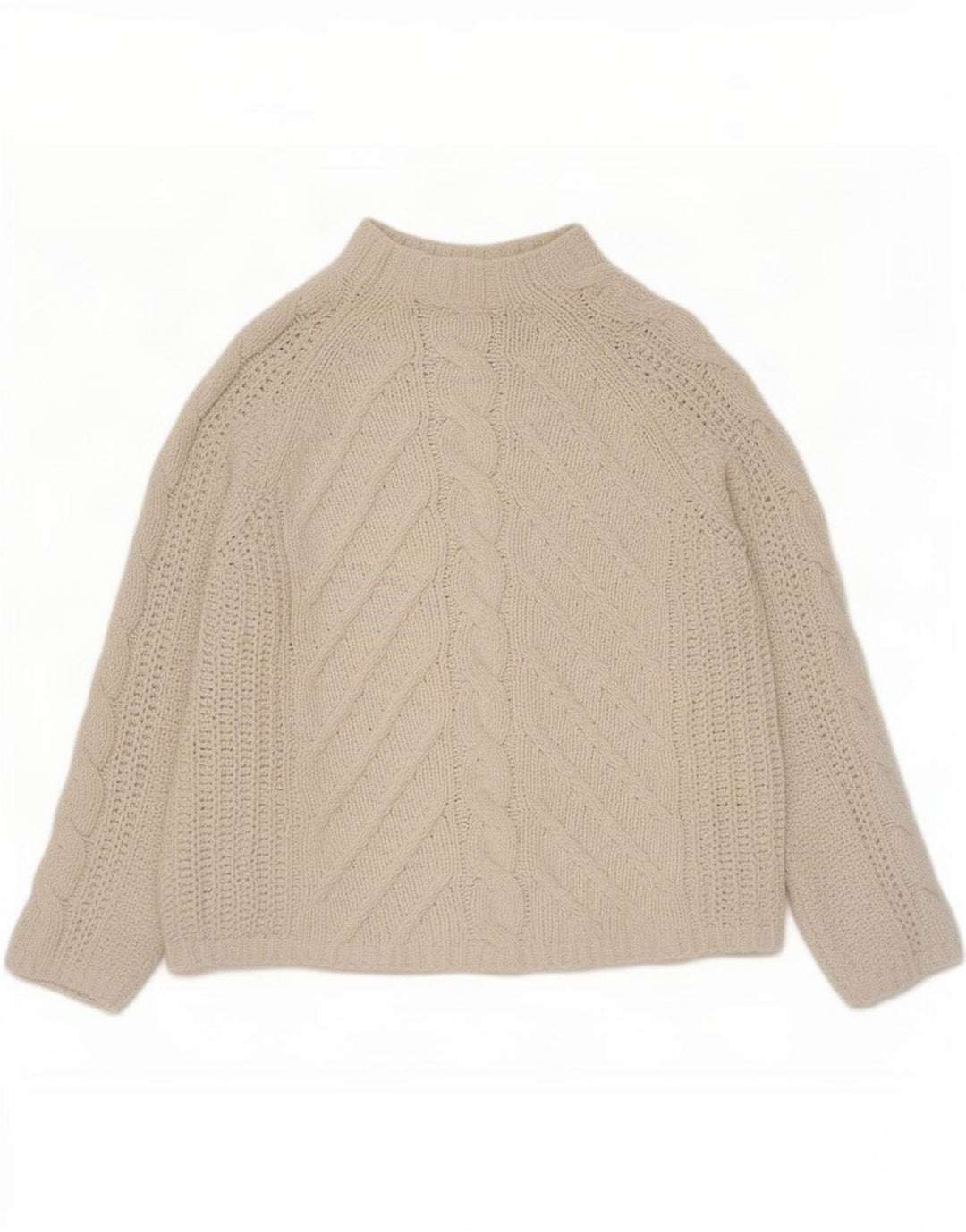 Suéter feminino Marks & Spencer com gola tartaruga Reino Unido 14 médio bege