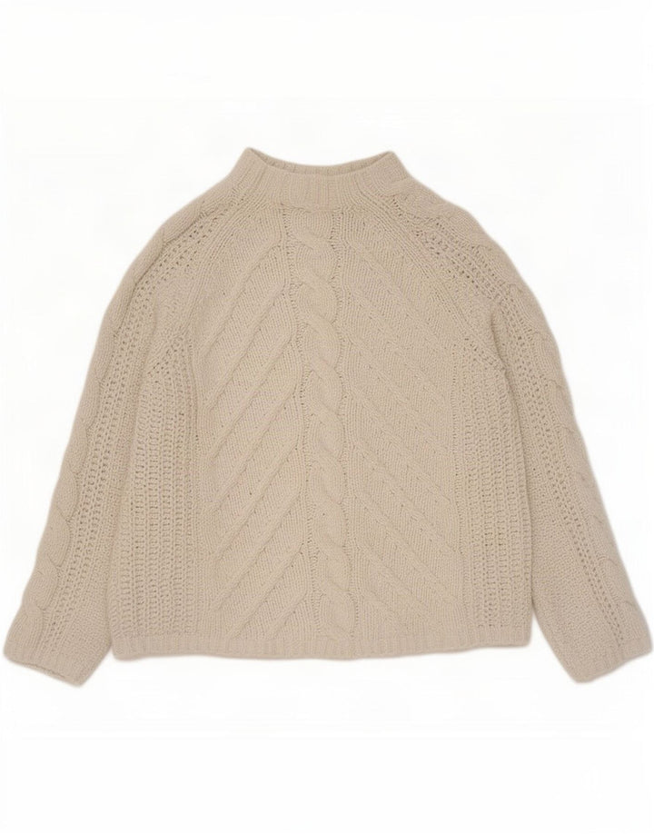 Suéter feminino Marks & Spencer com gola tartaruga Reino Unido 14 médio bege