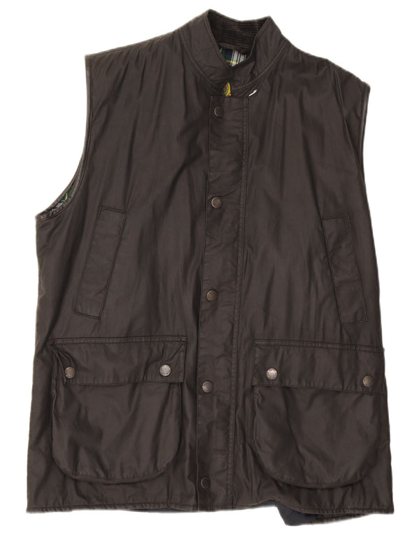 Gilet masculino vintage de algodão encerado UK 40 grande algodão preto
