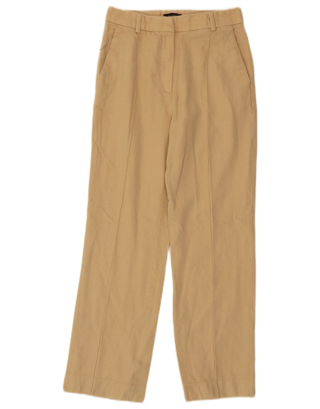 Calça chino reta feminina MASSIMO DUTTI UE 36 XS W26 L26 lã bege