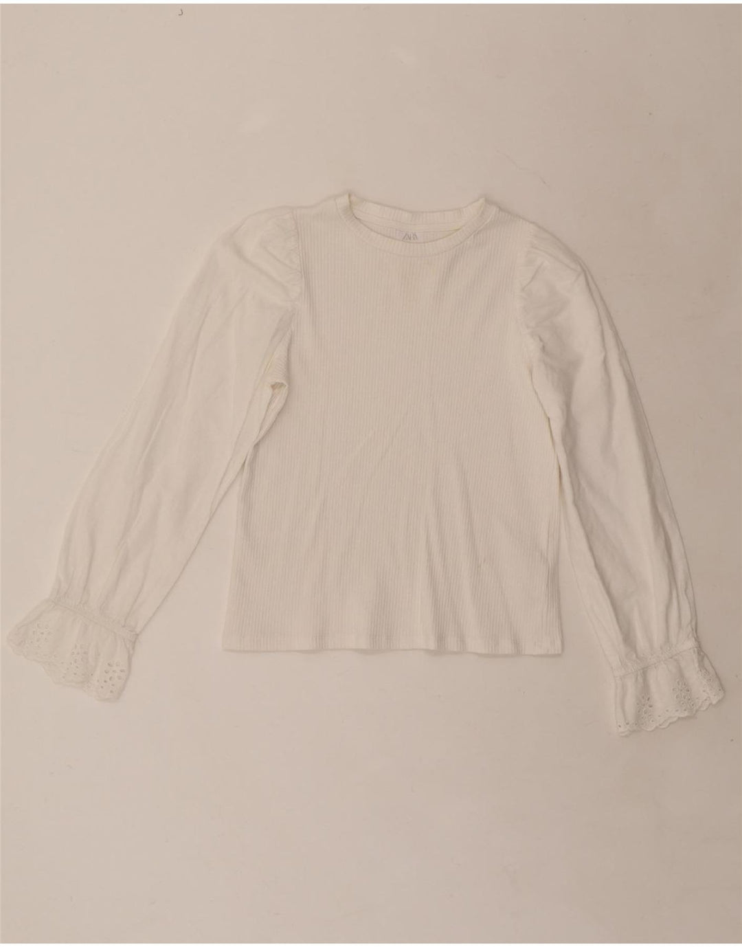 ZARA Top feminino manga comprida 11-12 anos algodão branco