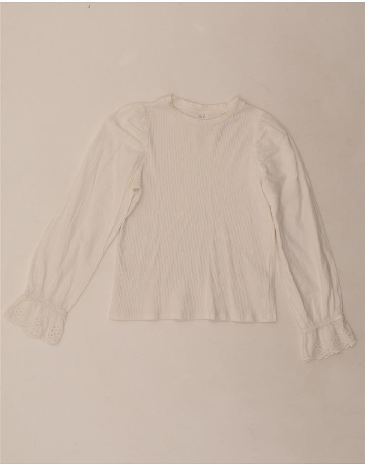 ZARA Top feminino manga comprida 11-12 anos algodão branco