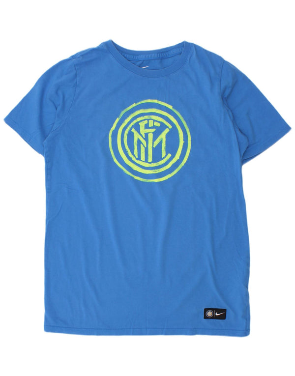 Camiseta Nike Boys Inter Milan Graphic Top 12-13 anos grande algodão azul