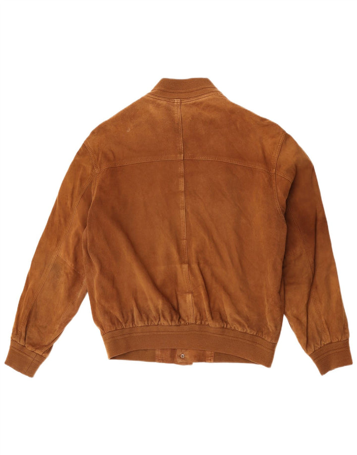 Jaqueta bomber masculina vintage de camurça IT 50 couro marrom grande