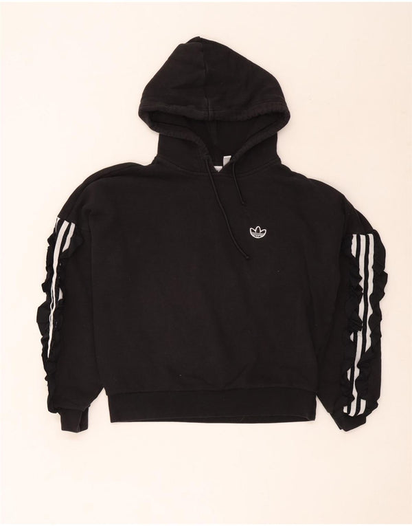 Adidas Mulher Relaxed Fit Hoodie Jumper UK 6 XS Algodão Preto