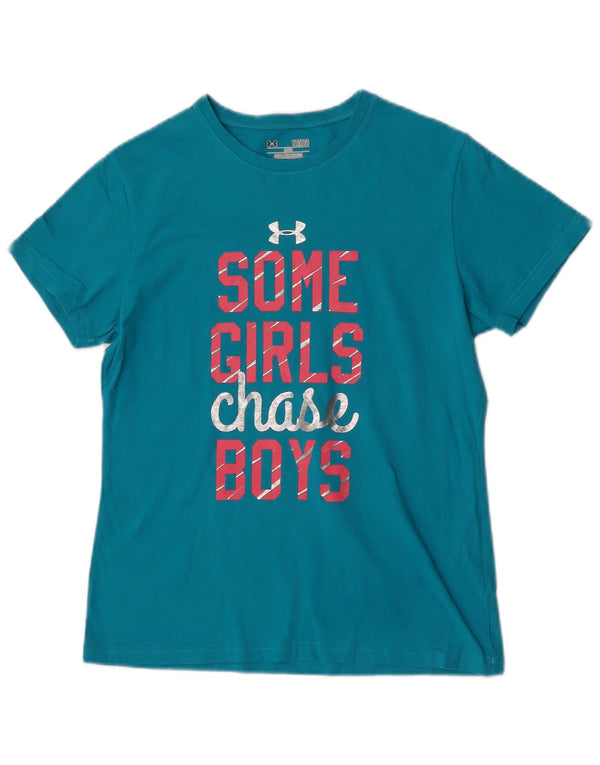 Camiseta gráfica Under Armour Girls Top 11-12 anos grande turquesa