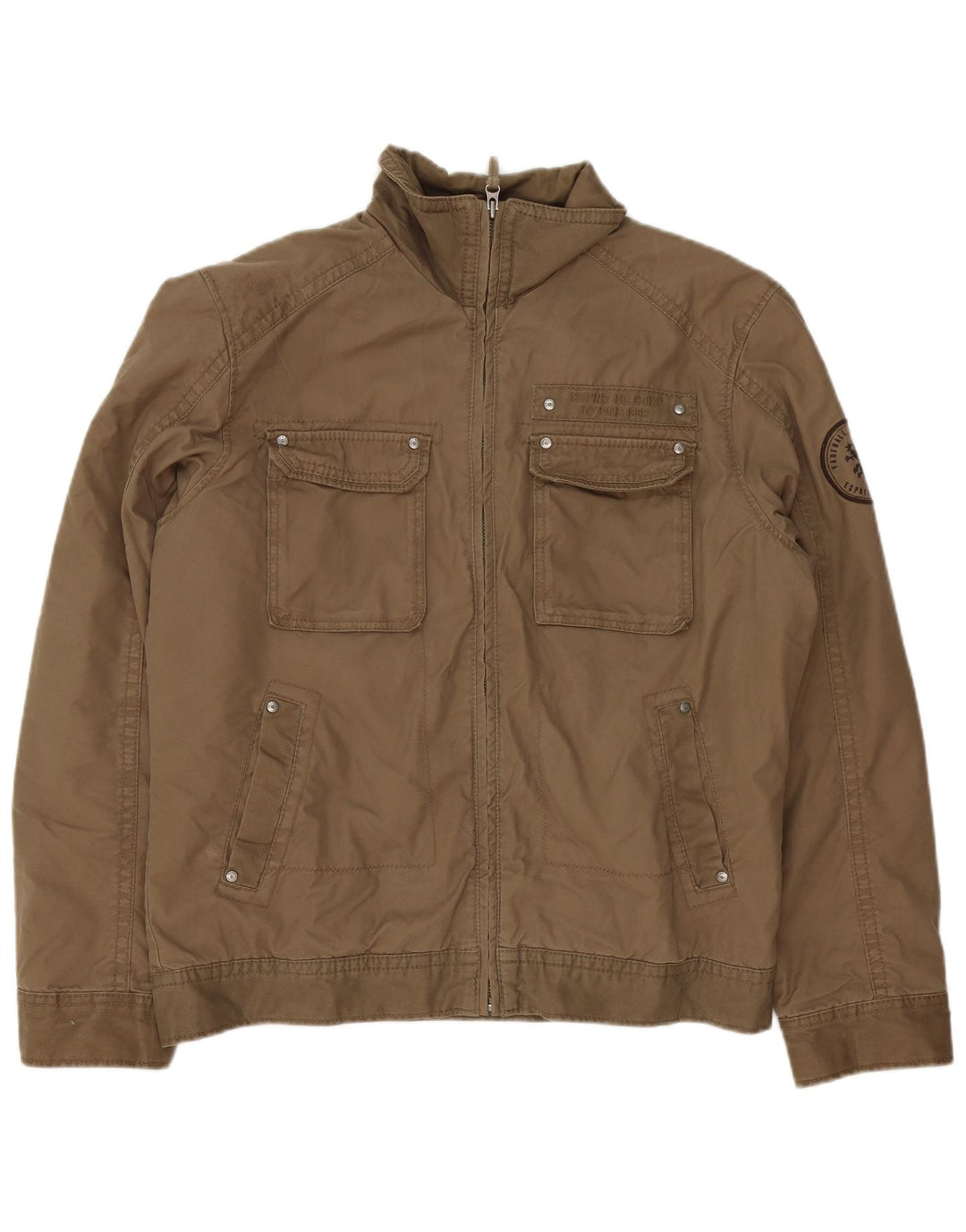 Jaqueta utilitária masculina Esprit UK 40 grande algodão marrom
