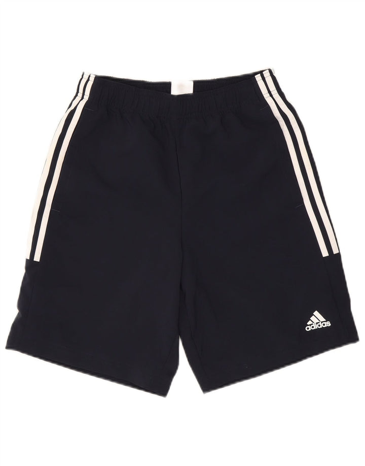 Shorts esportivos masculinos Adidas pequenos poliéster azul marinho