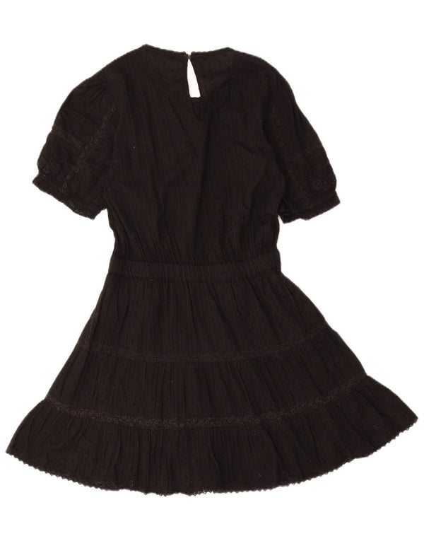 Vestido feminino Zara em camadas UK 10 pequeno floral preto