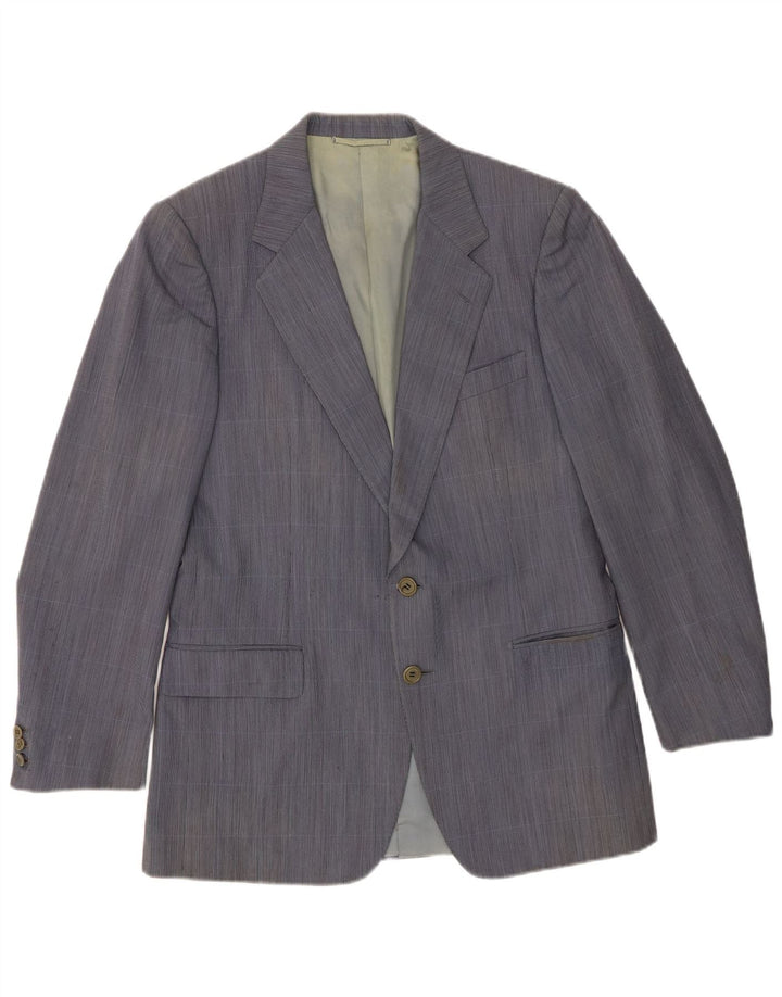 Jaqueta blazer masculina de 2 botões Burberrys IT 48 lã xadrez azul médio