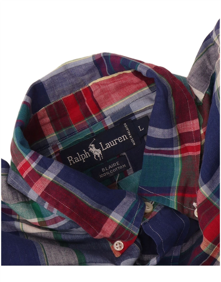 Ralph Lauren Camisa masculina Blaire de manga curta grande xadrez multicolorida