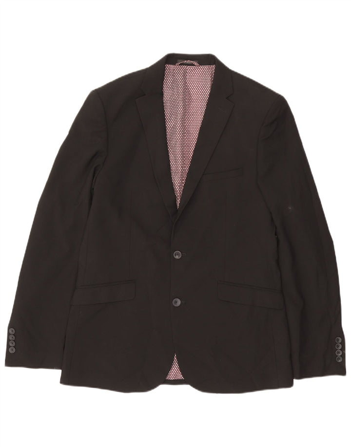 Jaqueta blazer masculina Marks & Spencer skinny fit com 2 botões Reino Unido 40 grande preta