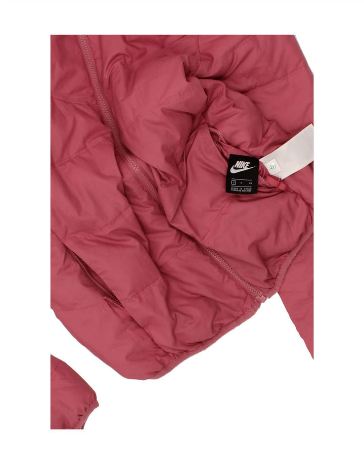 NIKE Womens Hooded Padded Jacket UK 10 Small Pink Polyester Vintage Nike and Second-Hand Nike from Messina Hembry 