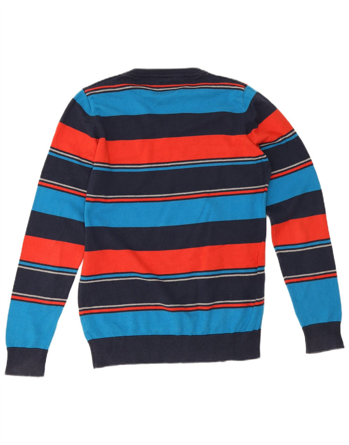 Suéter masculino Jack & Jones com decote em V, pequeno algodão listrado multicolorido