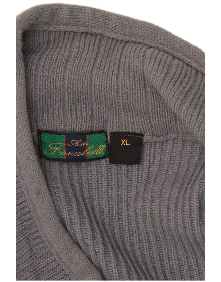 Suéter Cardigan Masculino Vintage XL Cinza