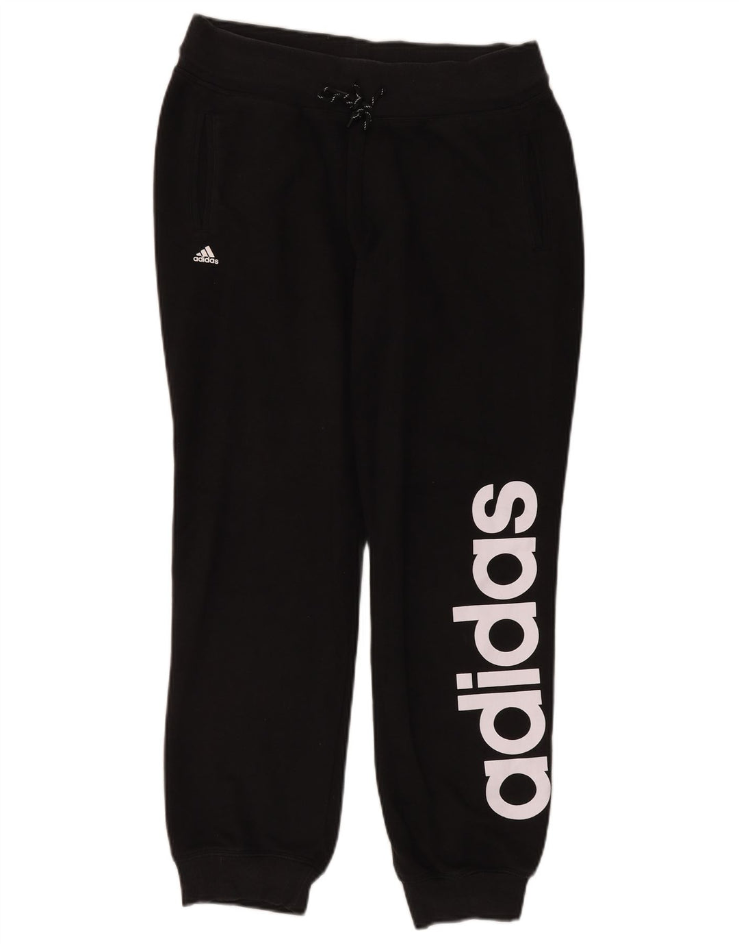 ADIDAS Womens Graphic Tracksuit Calças Joggers UK 12/14 Médio Preto