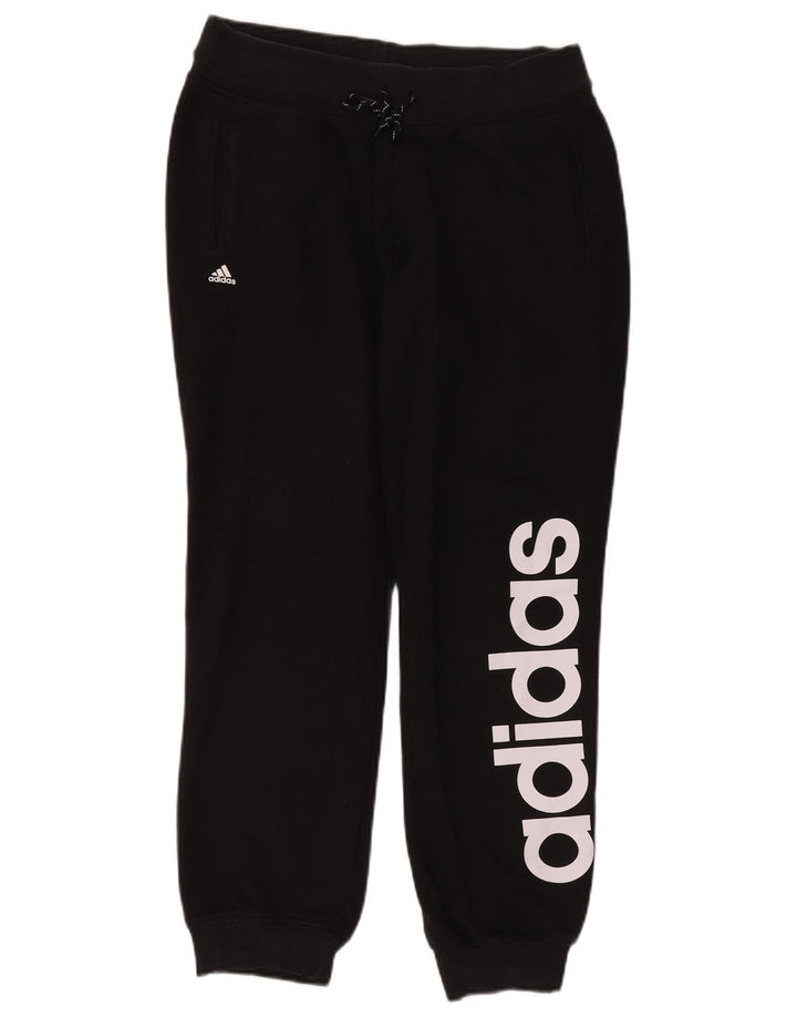 ADIDAS Womens Graphic Tracksuit Calças Joggers UK 12/14 Médio Preto