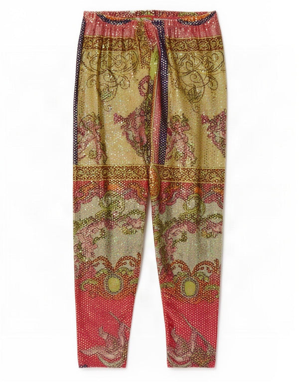 Calças Slim Femininas Vintage W28 L27 Paisley Multicolorido