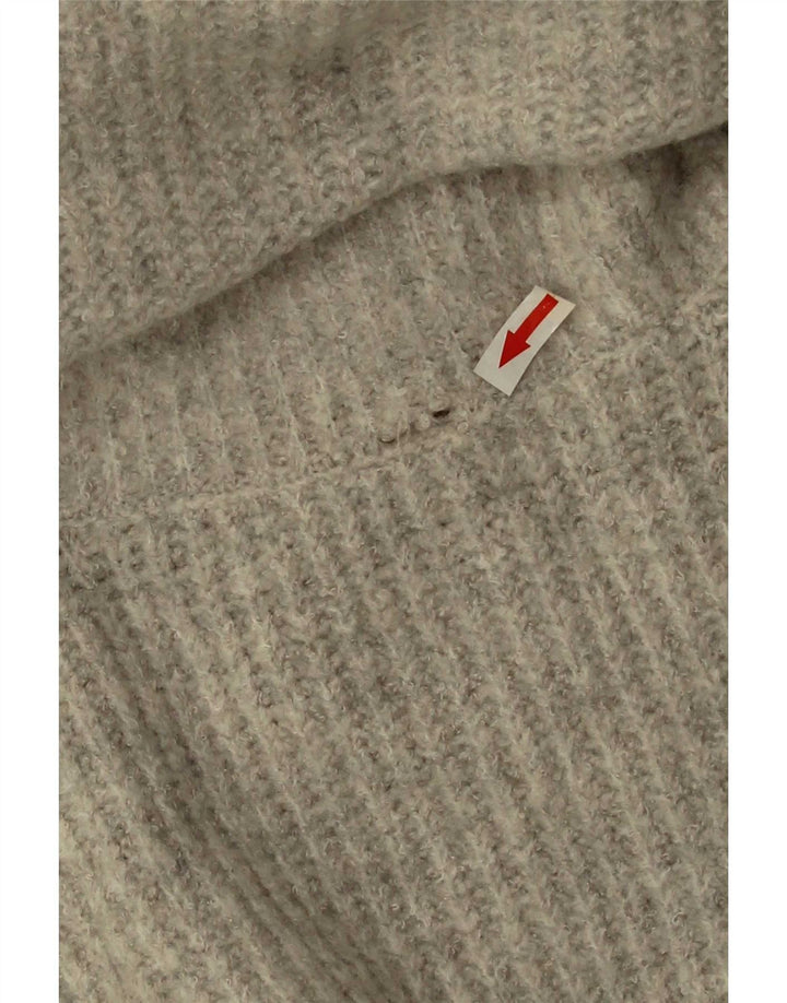 Zara Suéter feminino oversized com gola redonda Reino Unido 10 pequeno cinza acrílico