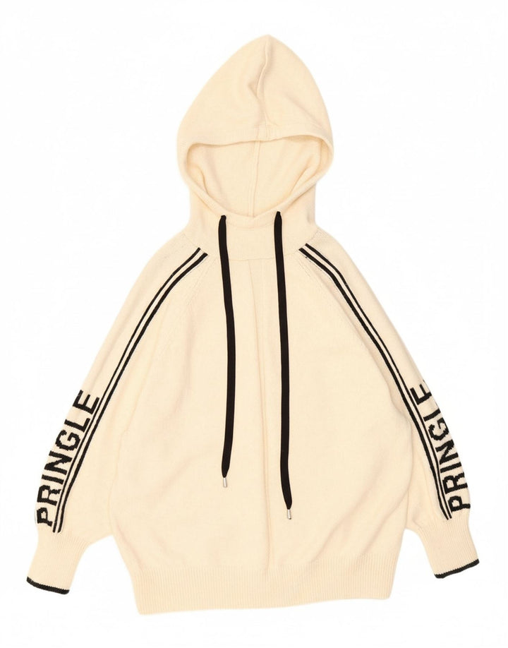 Suéter feminino PRINGLE com estampa oversized UK 10 pequeno off white