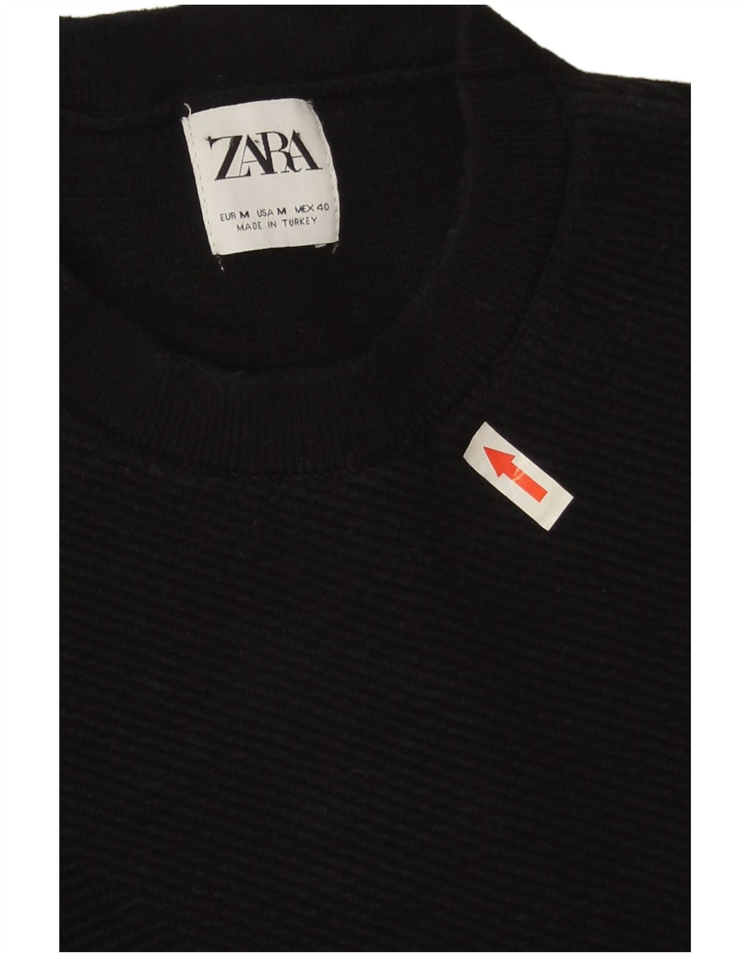 Zara Suéter masculino com gola redonda, algodão preto médio