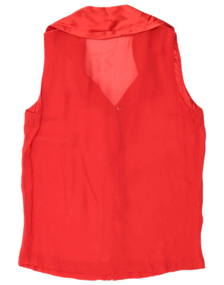 Blusa feminina VINTAGE sem mangas UK 16 grande vermelha