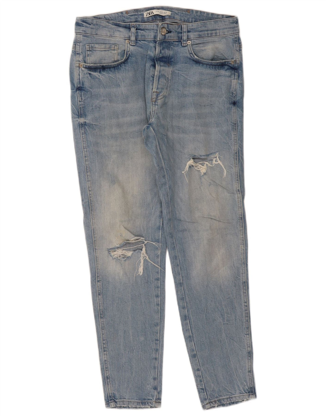 Zara Mens Jeans Slim Distressed EU 42 Grande W32 L29 Azul