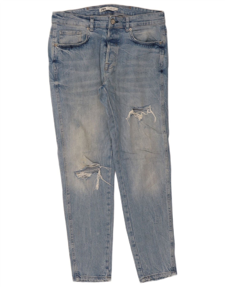 Zara Mens Jeans Slim Distressed EU 42 Grande W32 L29 Azul