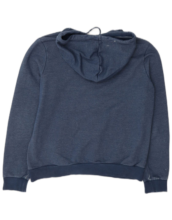 Puma feminino moletom com capuz UK 14 médio algodão azul marinho
