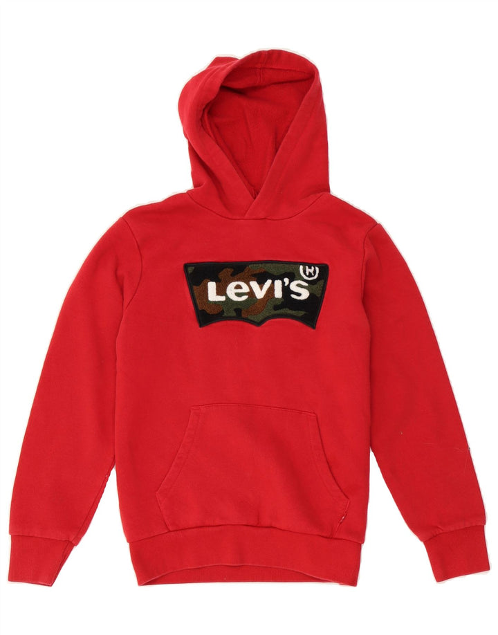 LEVI'S Boys Graphic Hoodie Jumper 13-14 Years Red Cotton Vintage Levi's and Second-Hand Levi's from Messina Hembry 