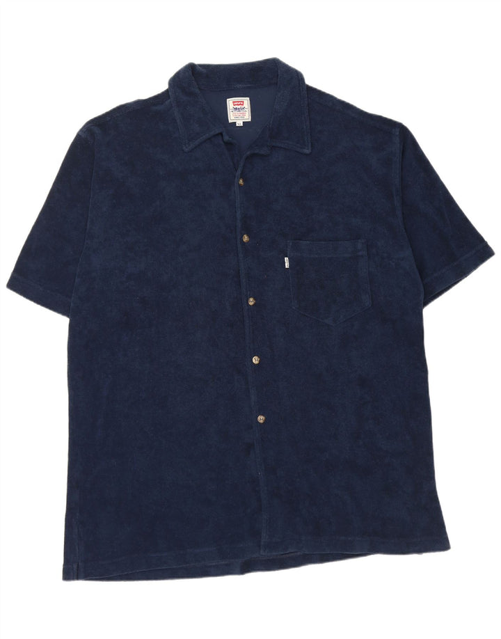 Camisa masculina de manga curta LEVI'S XL azul marinho algodão